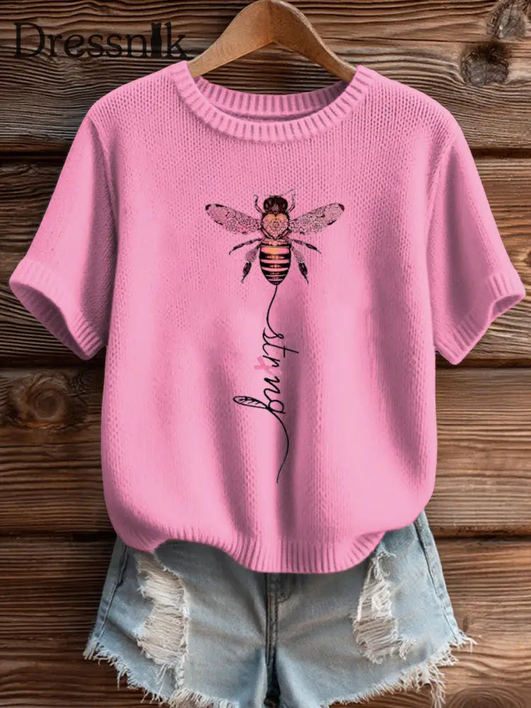 Frauen Brustkrebs Bewusstsein starkes Stricktop Rosa / S