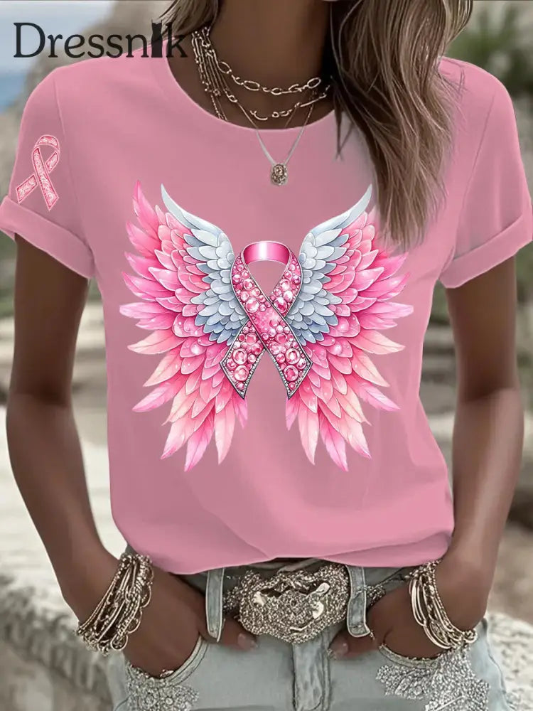 Frauen Brustkrebs Rosa Bedrucktes T Shirt als bild / S