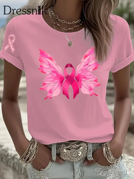 Frauen Brustkrebs Rosa Bedrucktes T Shirt als bild / S