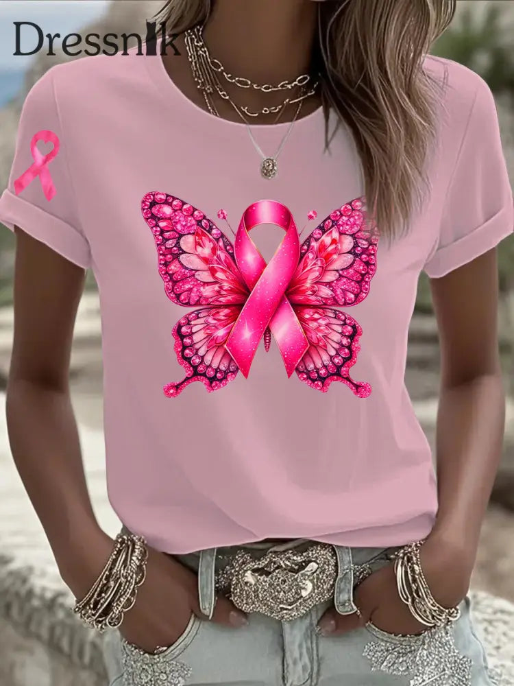 Frauen Brustkrebs Rosa Bedrucktes T Shirt als bild / S