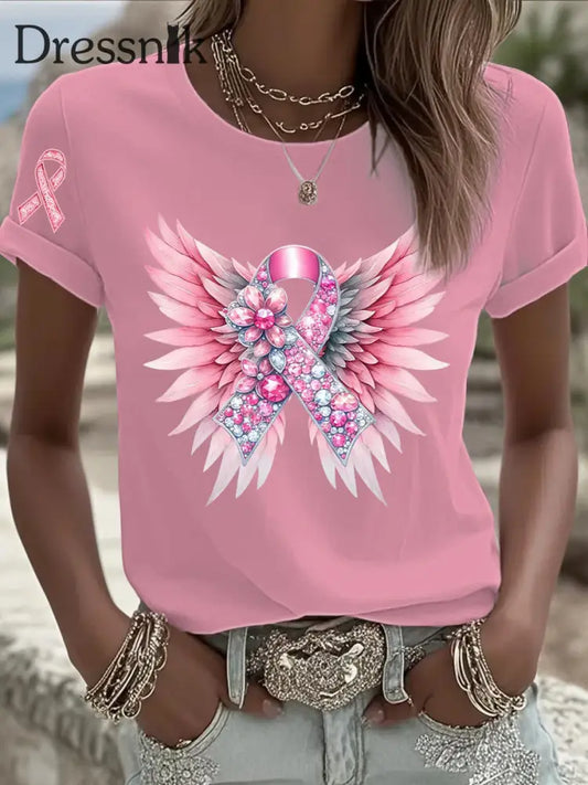 Frauen Brustkrebs Rosa Bedrucktes T Shirt als bild / S