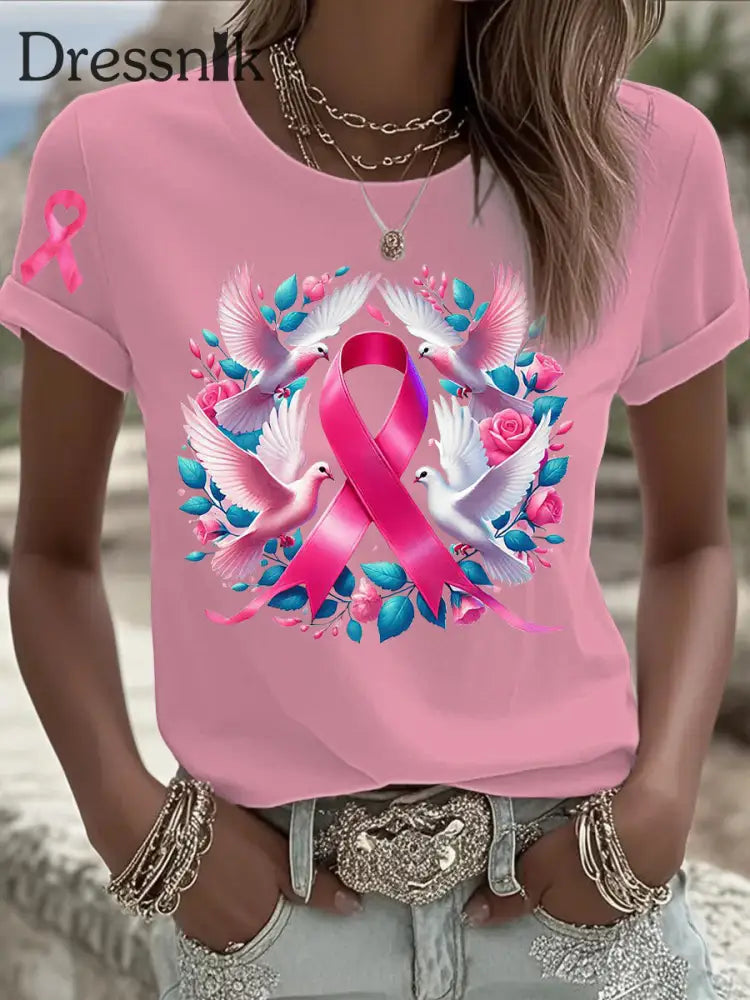 Frauen Brustkrebs Rosa Bedrucktes T Shirt als bild / S