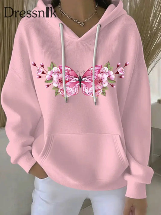 Frauen Brustkrebs Rosa Print Casual Hoodie Rosa / S