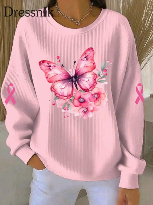 Frauen Brustkrebs Rosa Print Casual Sweatshirt Rosa / S