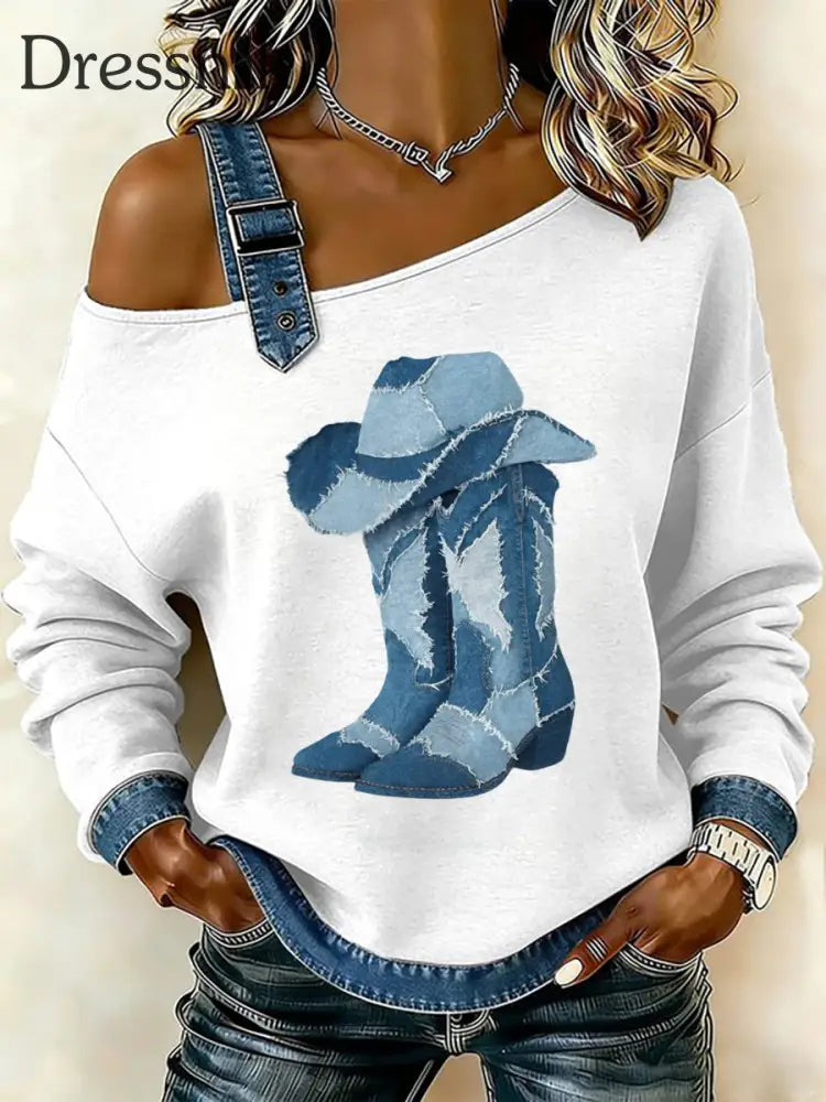 Frauen Cowgirl Kunst Top als bild / S