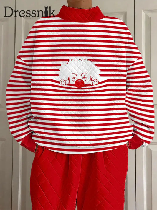 Frauen Deutsch Kölner Karneval Clown Waffel stricken Loses Sweatshirt Rot / S