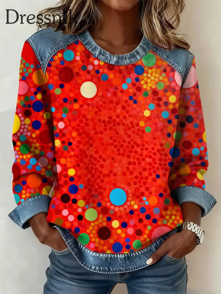 Frauen Deutschland Köln Karneval Muster Patchwork Kunst Sweatshirt als bild / S