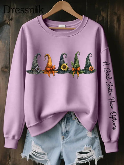 Frauen Ein Mädchen muss Optionen haben Hexenhut Print Sweatshirt Lila / S