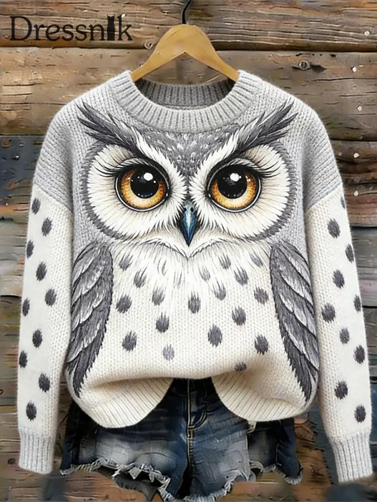 Frauen Eule Kunstdruck Casual Top als bild / S