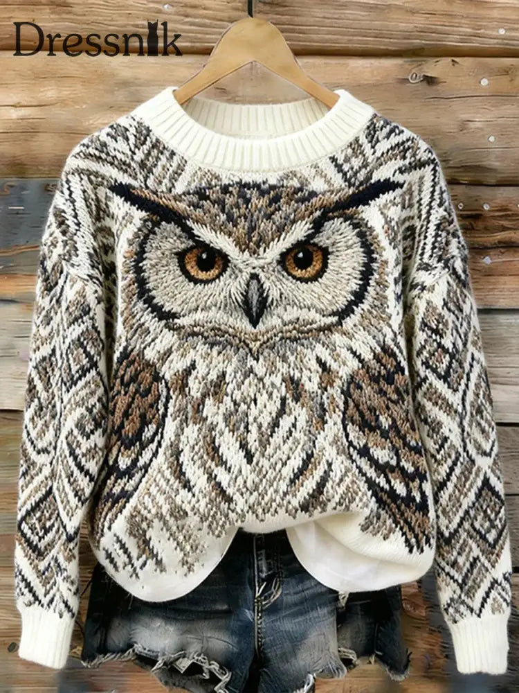 Frauen Eule Kunstdruck Casual Top als bild / S