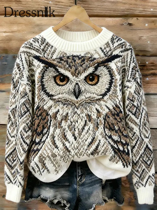 Frauen Eule Kunstdruck Casual Top als bild / S