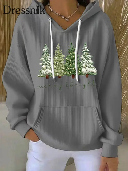 Frauen Frohe und Helle Print Hoodie Grau / S