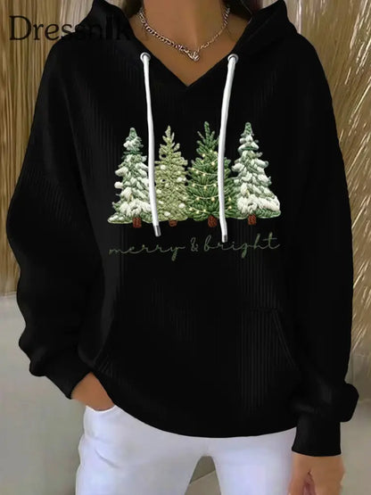 Frauen Frohe und Helle Print Hoodie Schwarz / S