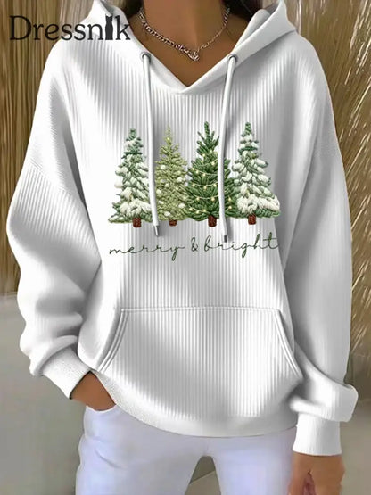Frauen Frohe und Helle Print Hoodie Weiß / S