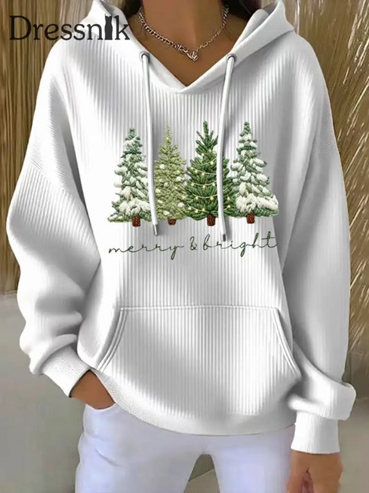 Frauen Frohe und Helle Print Hoodie Weiß / S