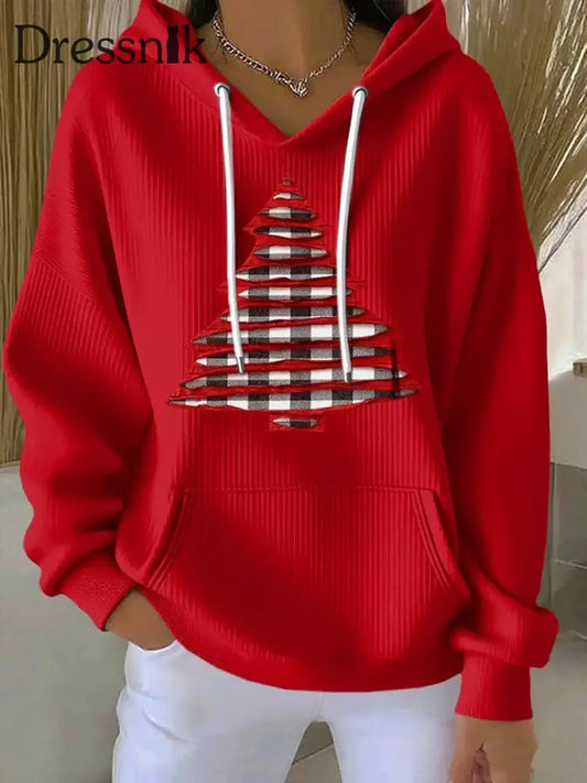 Frauen Frohe Weihnachten Print Hoodie Rot / S