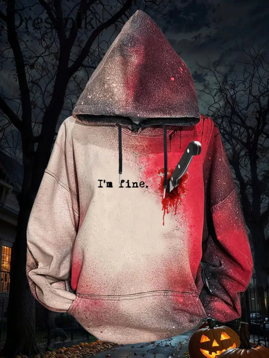 Frauen Ich bin fein Halloween Blutfleck regelmäßige Sweatshirt als bild / S