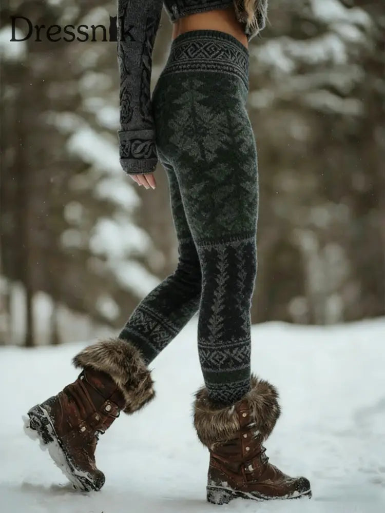 Frauen keltischer Knoten Baum des Lebens Steigung Sport Stretch Leggings Grau / S