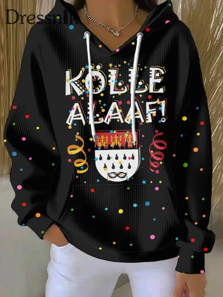 Frauen Kölner Karneval Casual Hoodie Schwarz / S