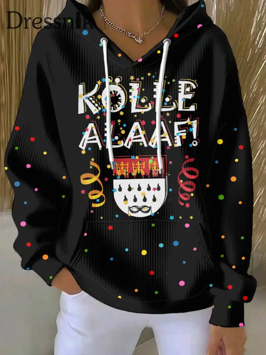 Frauen Kölner Karneval Casual Hoodie Schwarz / S