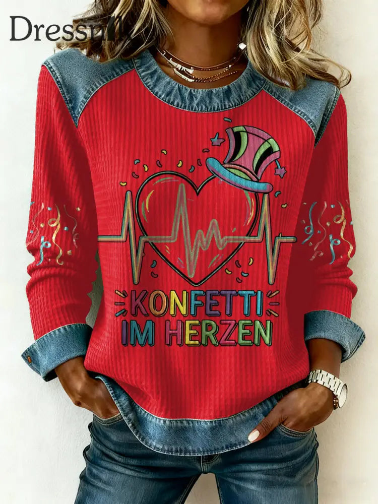 Frauen Kölner Karneval Casual Sweatshirt Rot / S