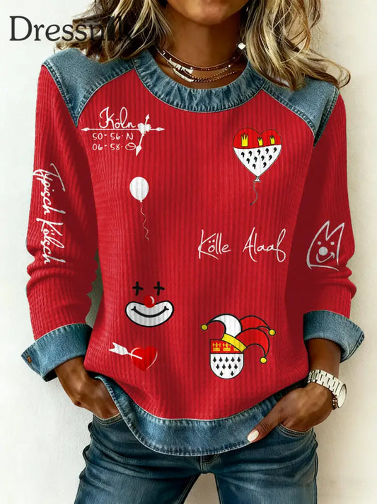 Frauen Kölner Karneval Casual Sweatshirt Rot / S