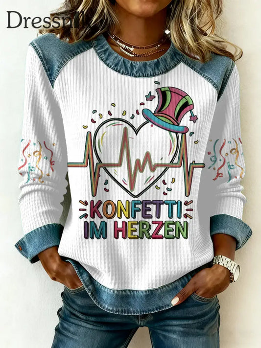 Frauen Kölner Karneval Casual Sweatshirt Weiß / S