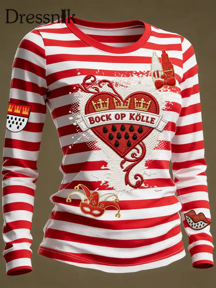 Frauen Kölner Karneval Rundhals Langarm T-Shirt als bild / S