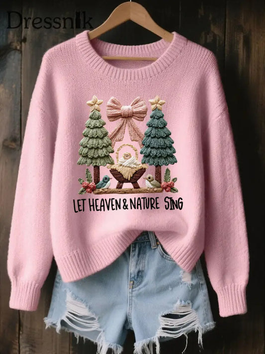 Frauen-Krippen druck lässig Sweatshirt Rosa / S