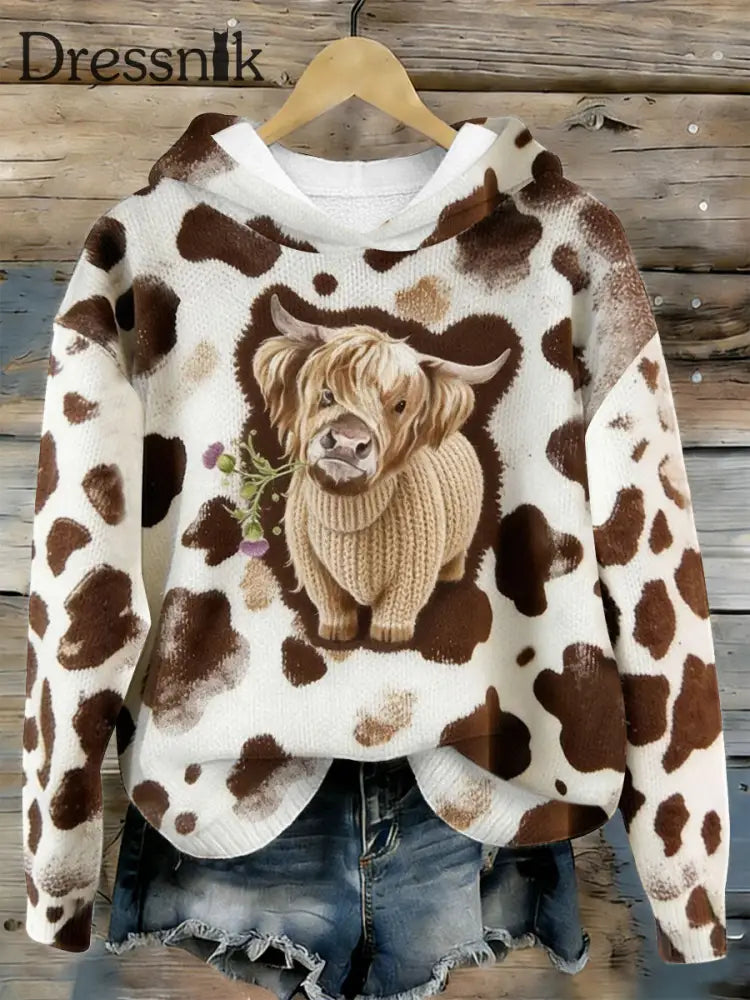 Frauen lustige Highland Kuh Blumen kunst Gemütliche Kapuzen pullover als bild / S