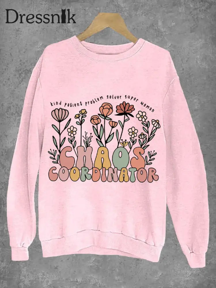 Frauen Mutter Chaos Koordinator Bruh Mom bedrucktes Sweatshirt Hellrosa / S