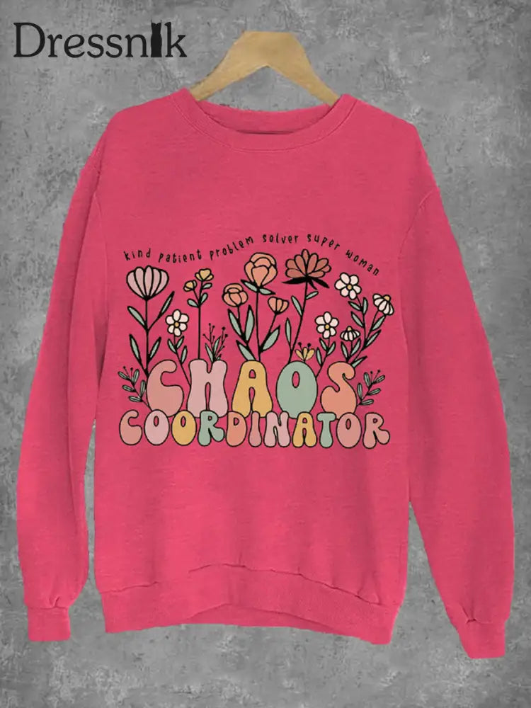 Frauen Mutter Chaos Koordinator Bruh Mom bedrucktes Sweatshirt Rosenrot / S