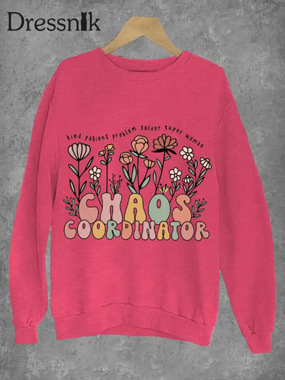 Frauen Mutter Chaos Koordinator Bruh Mom bedrucktes Sweatshirt Rosenrot / S