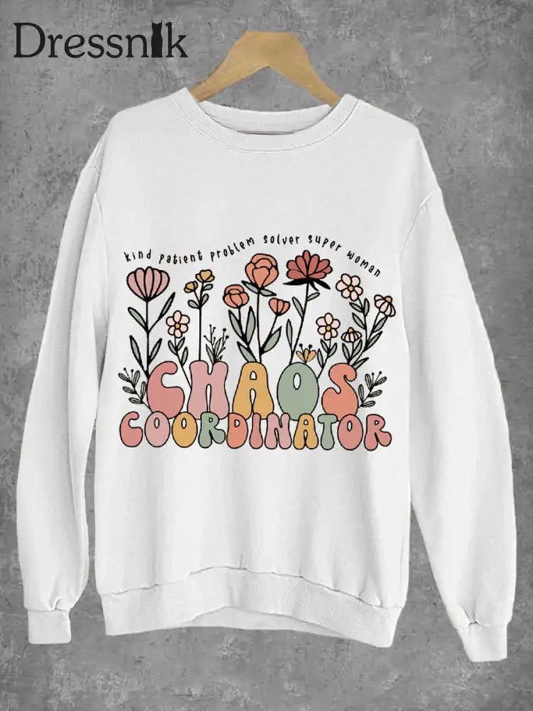 Frauen Mutter Chaos Koordinator Bruh Mom bedrucktes Sweatshirt Weiß / S