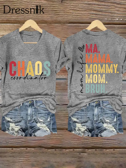 Frauen Muttertag Chaos Koordinatorin Bruh Mom bedrucktes T-Shirt Hellgrau / S
