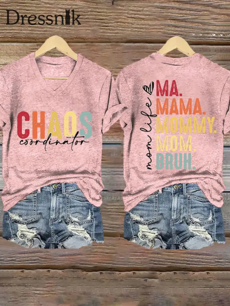 Frauen Muttertag Chaos Koordinatorin Bruh Mom bedrucktes T-Shirt Hellrosa / S
