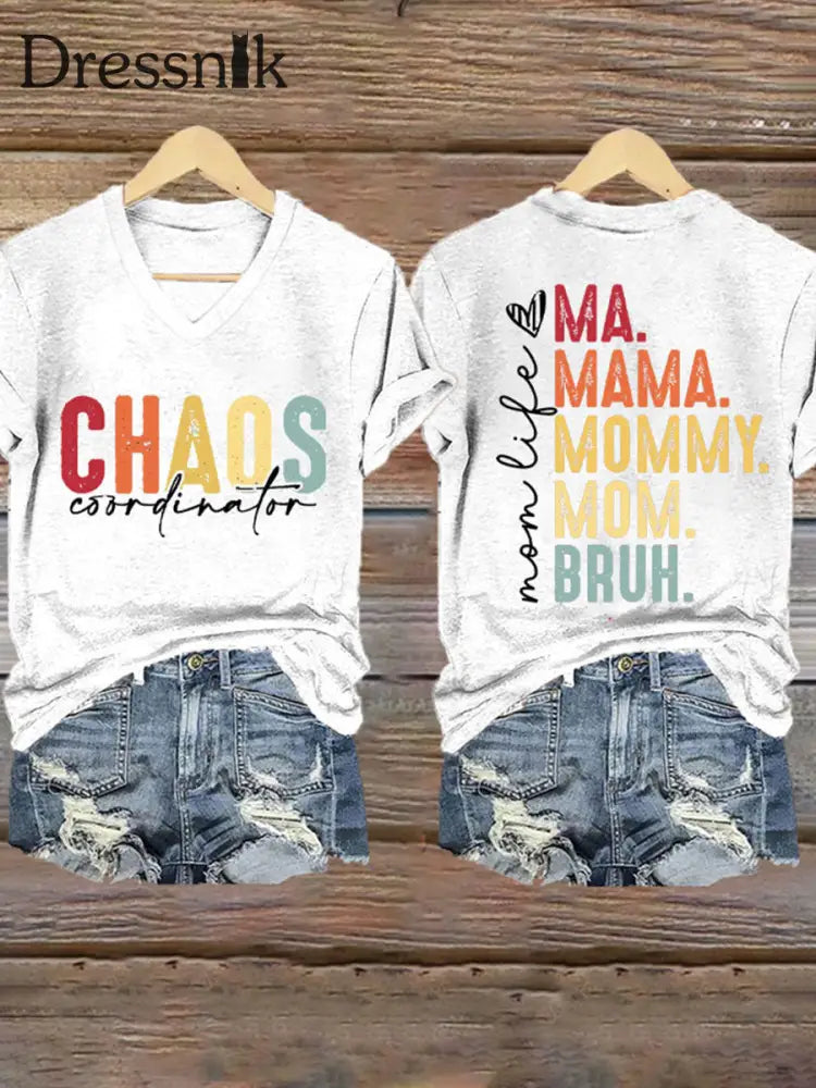 Frauen Muttertag Chaos Koordinatorin Bruh Mom bedrucktes T-Shirt Weiß / S