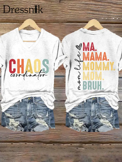 Frauen Muttertag Chaos Koordinatorin Bruh Mom bedrucktes T-Shirt Weiß / S