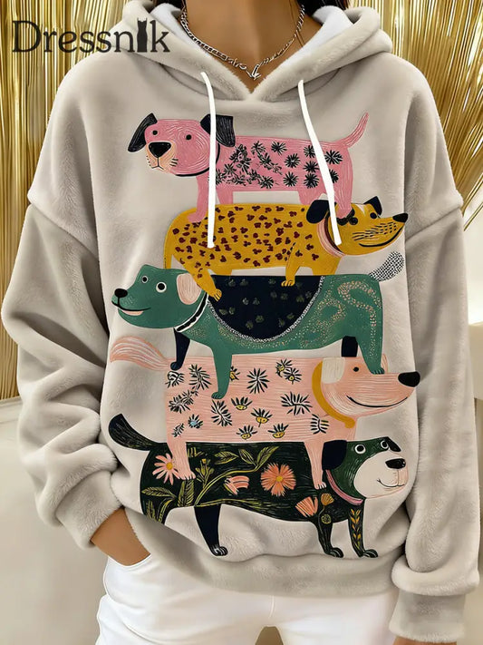 Frauen niedlicher Hund Flanell Hoodie als bild / S