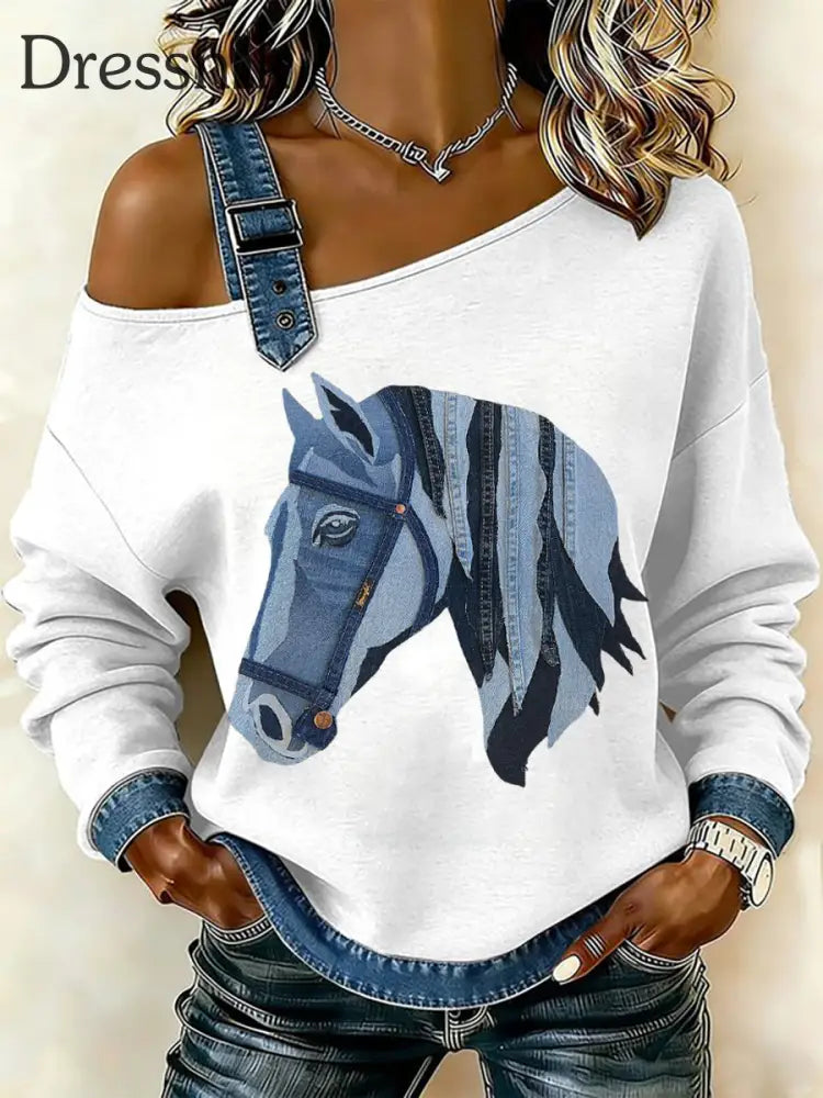 Frauen Pferd Kunst Top als bild / S