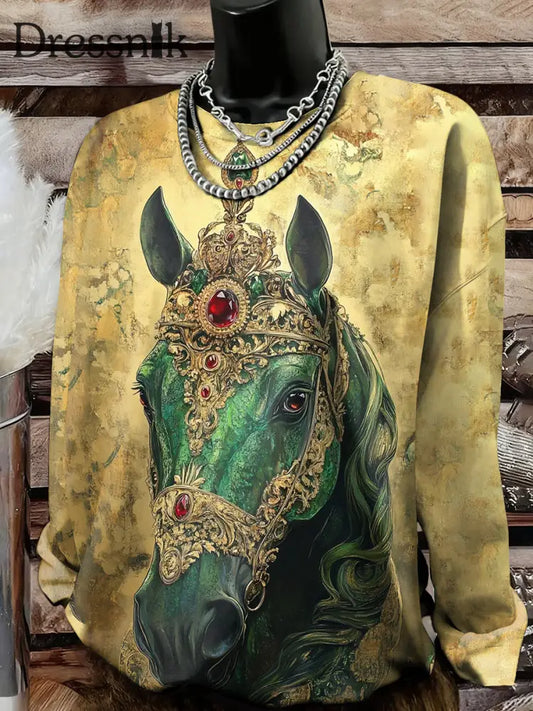 Frauen Pferd Kunstdruck Sweatshirt als bild / S