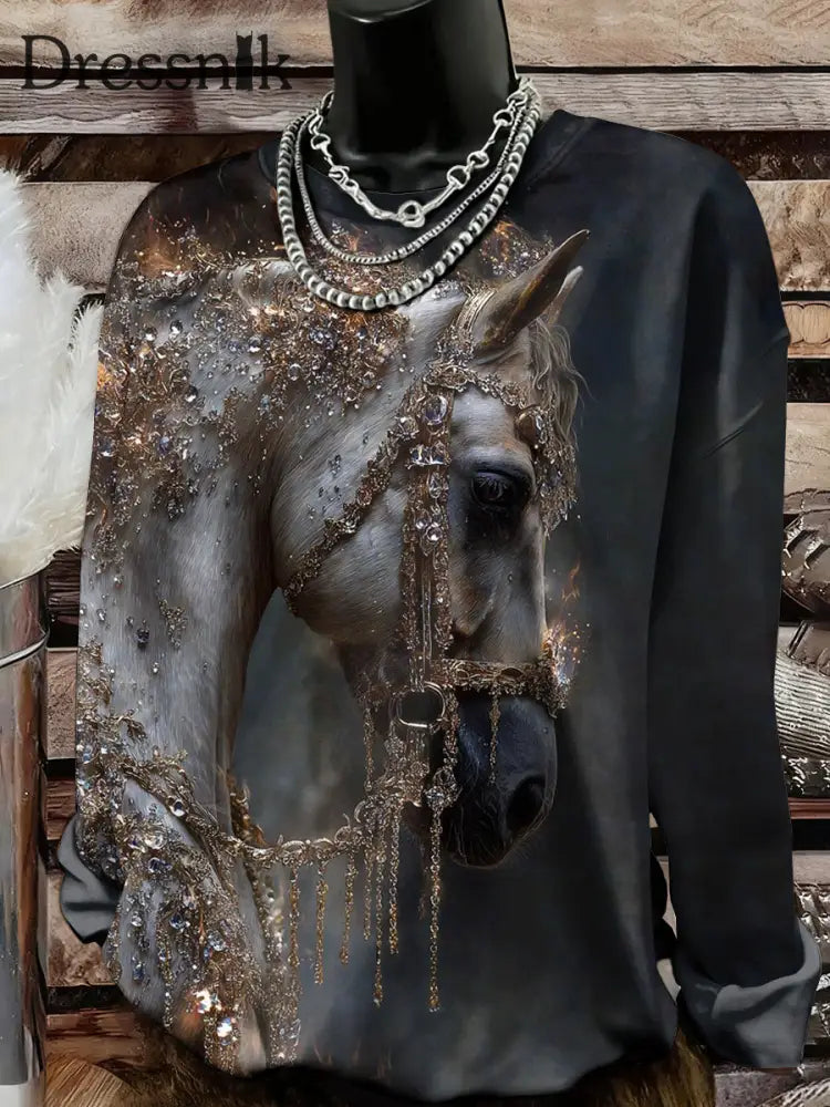 Frauen Pferd Kunstdruck Sweatshirt als bild / S