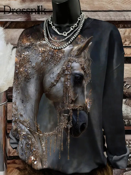 Frauen Pferd Kunstdruck Sweatshirt als bild / S