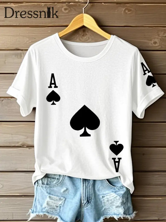 Frauen Poker Ace of Pik T-Shirts Weiß / S