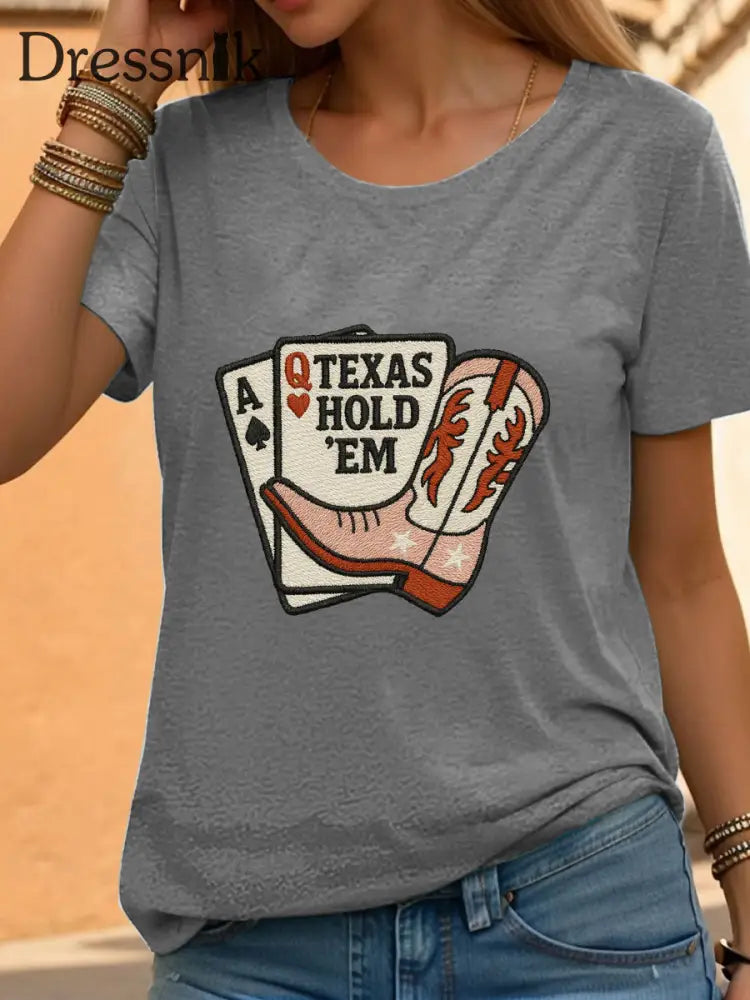 Frauen Poker T-Shirt Hellgrau / S