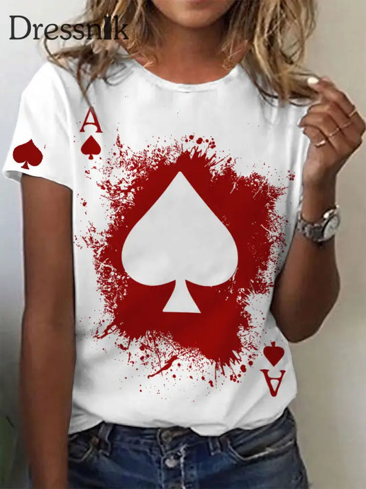 Frauen Poker T-Shirt Rot / S