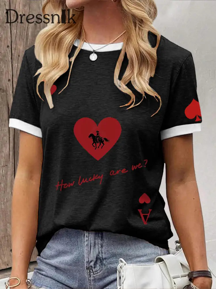 Frauen Poker T-Shirt Schwarz / S