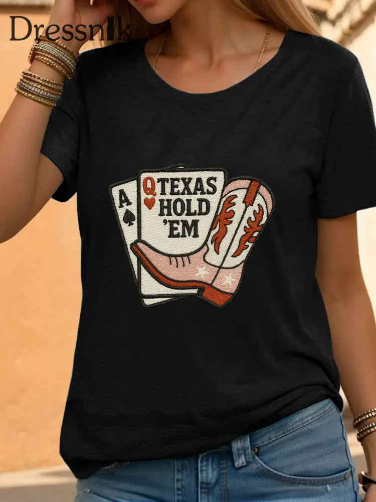 Frauen Poker T-Shirt Schwarz / S