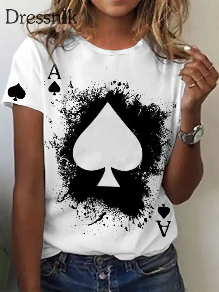 Frauen Poker T-Shirt Schwarz / S