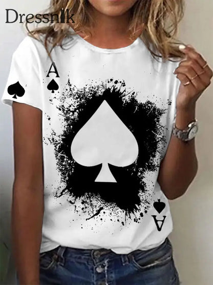Frauen Poker T-Shirt Schwarz / S